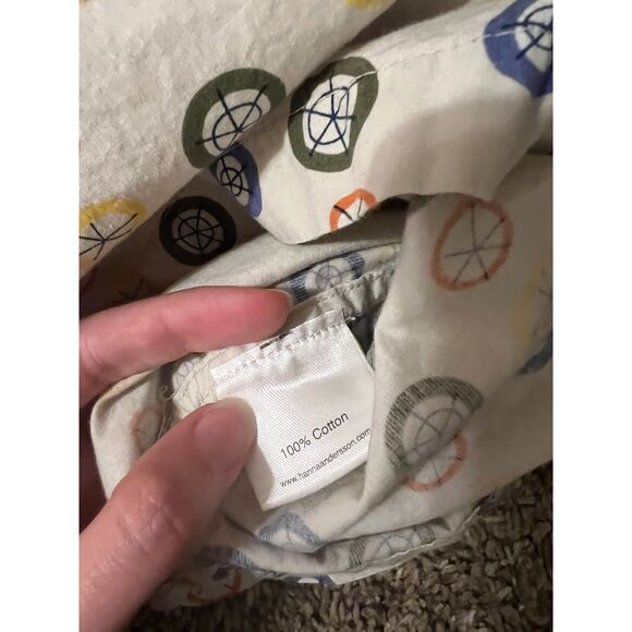 Hanna Andersson 4T Button Up Shirt Circles Wheels Beige Colorful 100% Cotton - Picture 5 of 7